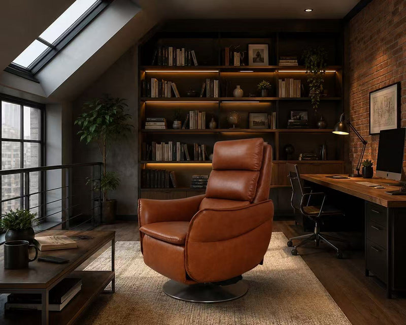 Electrical Recliner / Arm Chair Leather Vintage Brown