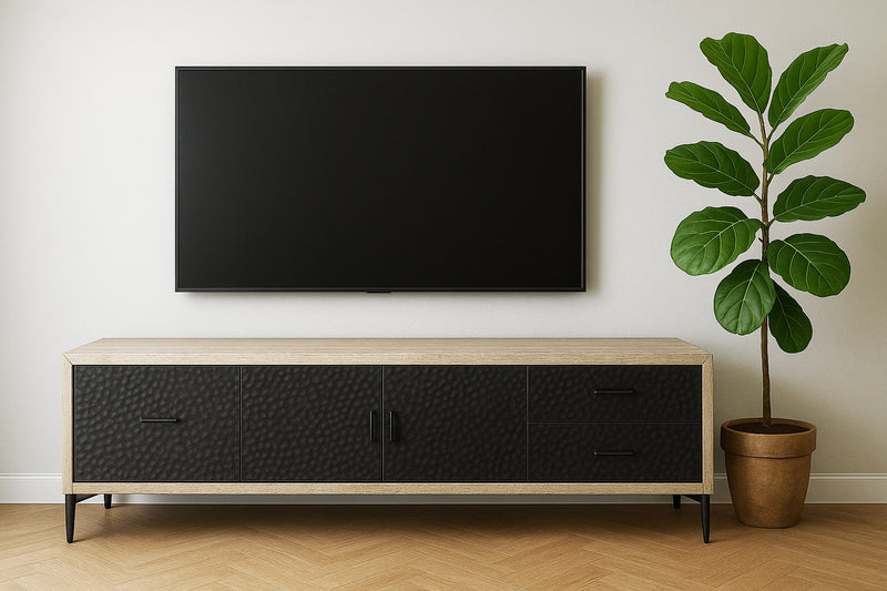 Maxine Chip Carved / Iron Black TV Cabinet--2.18m Wide