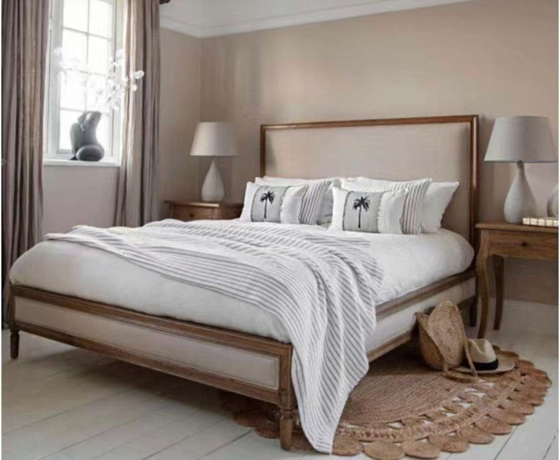 MAISON FABRIC PANEL OAK BED King
