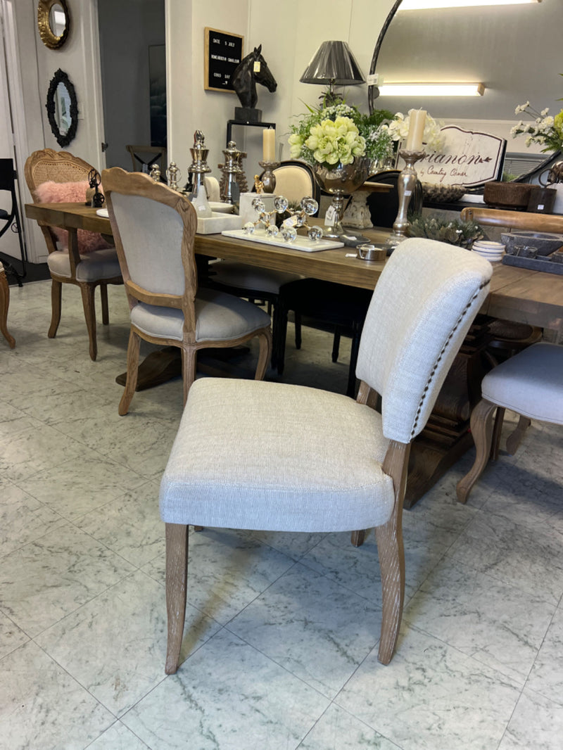 BIANCA FABRIC DINING CHAIR WITH OAK LEG