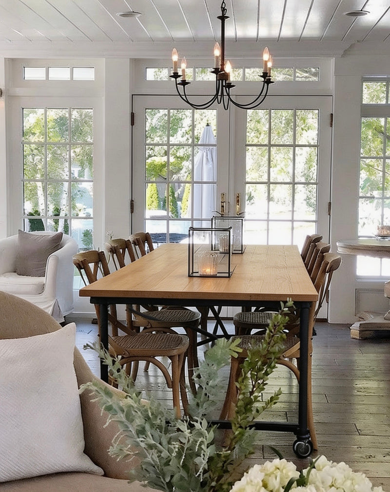 2m Industrial Loft Oak Top Dining Table