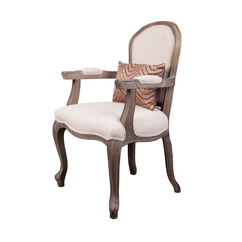 French Provincial Dining Chair with Arm -Weathered OAK