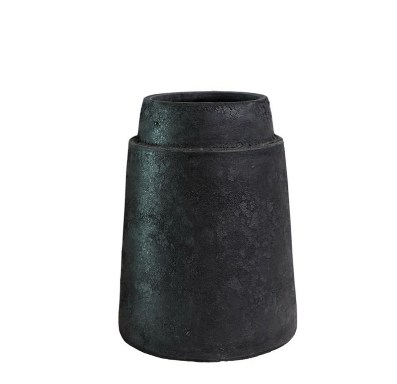 Earthenware Tapered Vessel - Aged Black