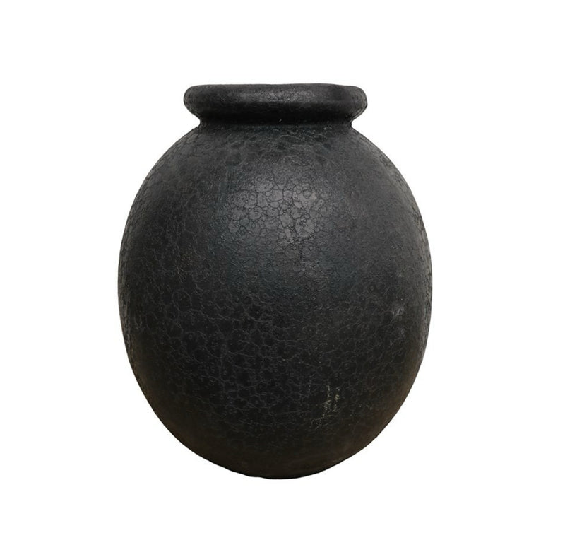 Earthenware Round Vessel - Aged Black