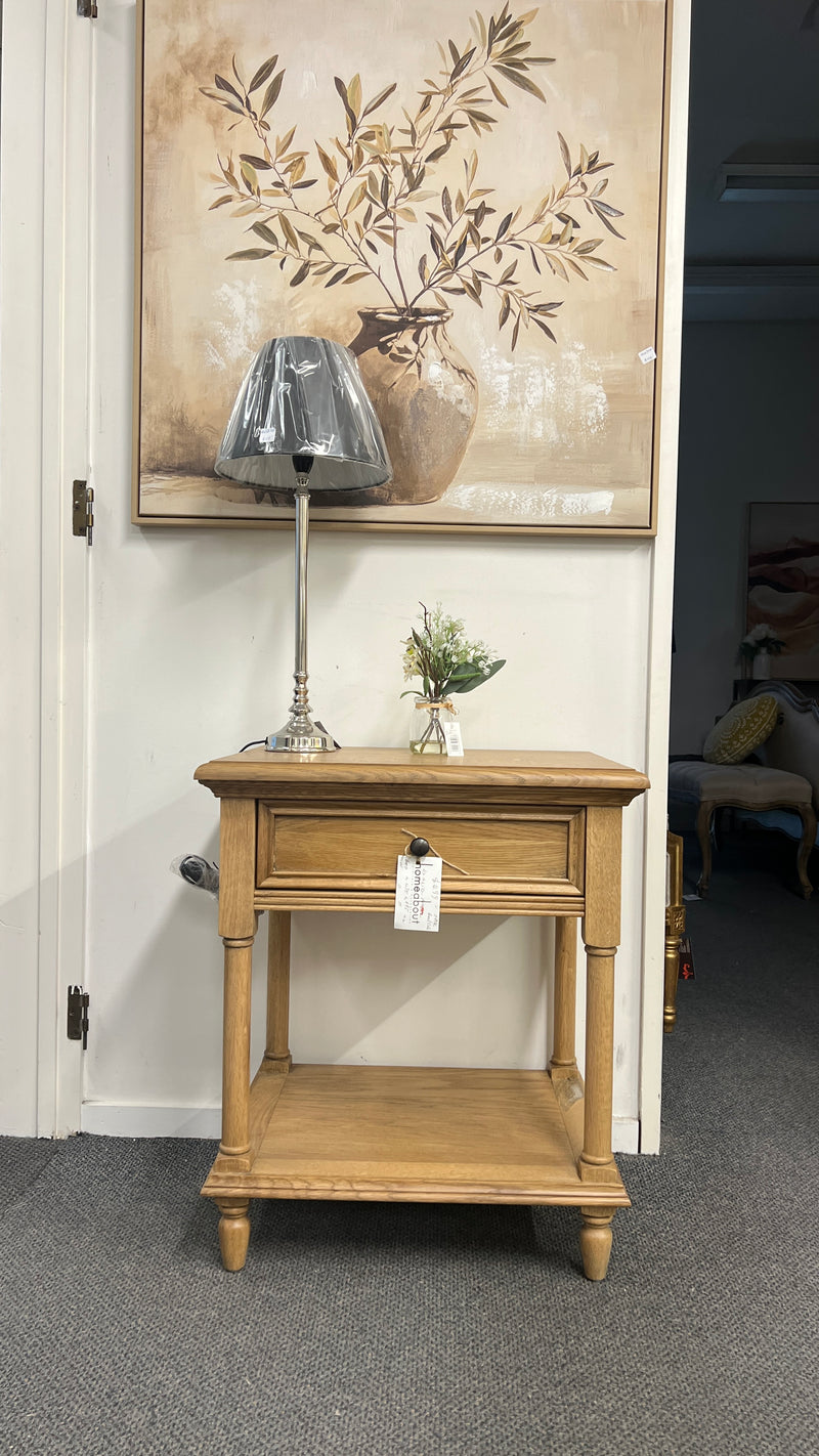 French Villa OAK One drawer Bed side / Natural Gloss