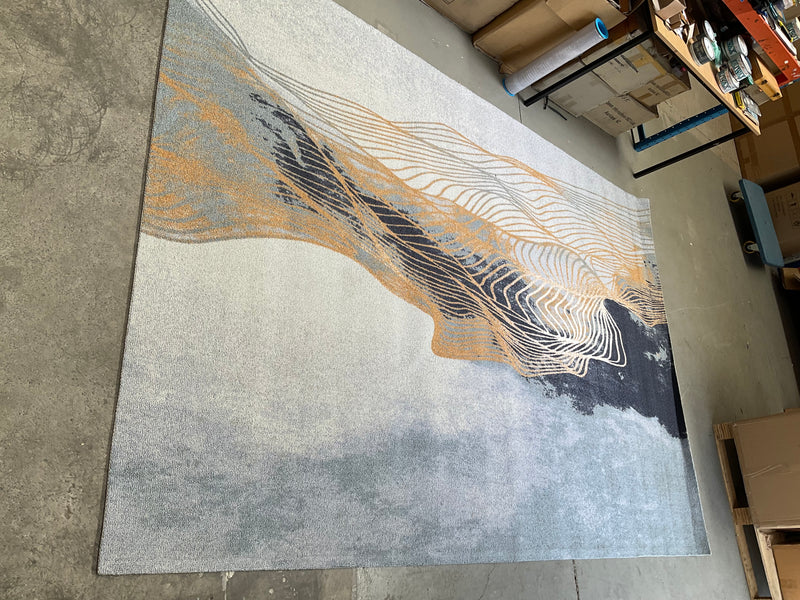 Maze Abstract Colorscape Rug 200 X 300CM - GREY /Blue/Gold