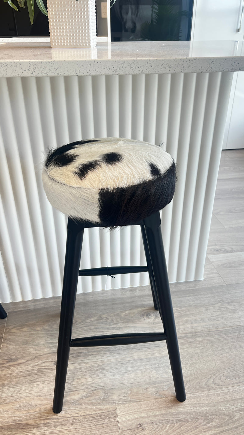 Rocko Cowhide Bar Stool Black x3