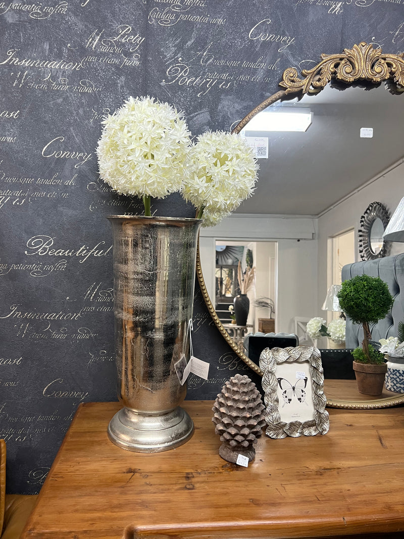 Aluminium Silver Tall Cylinder Flower Vase Large