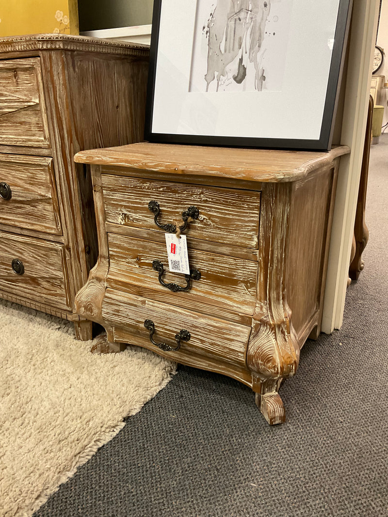 Bella French Natural 3 Drawer Bedside