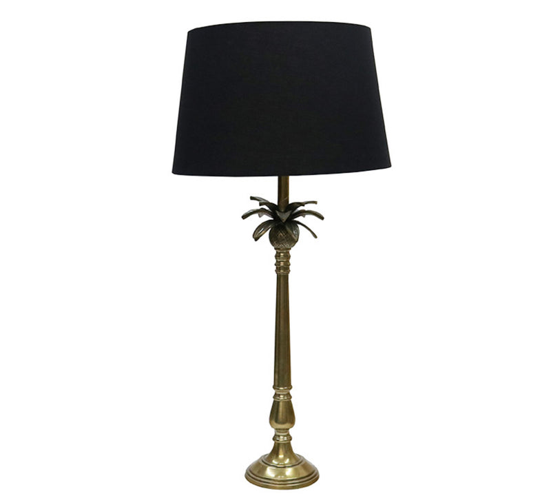 Aluminium Palm Table Lamp 85cm Brass Base/Black Shade