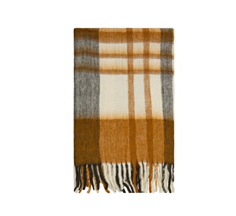 BLISS WOOL MOHAIR BLEND THROW /MUSTARD