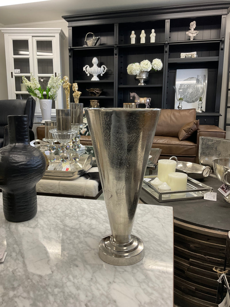 Aluminium Silver Cone Flower Vase Large