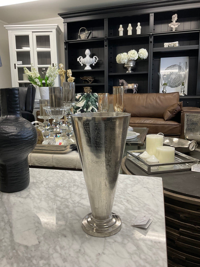 Aluminium Silver Cone Flower Vase Small