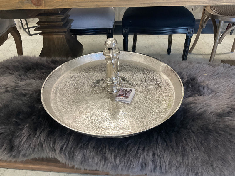 Aluminium Silver Round Cake Stand 1 Tier Large