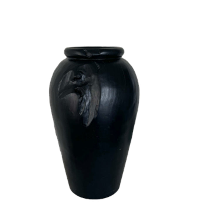 Organic Teak Vase 40cm Black Yakisugi