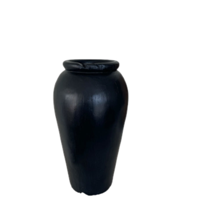 Organic Teak Vase 35cm Black Yakisugi