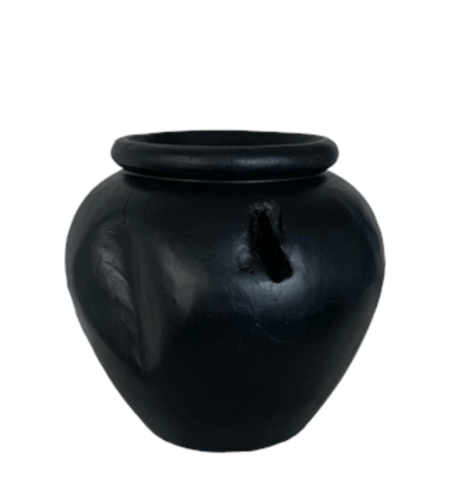 Organic Teak Pot 27x25cm Black Yakisugi