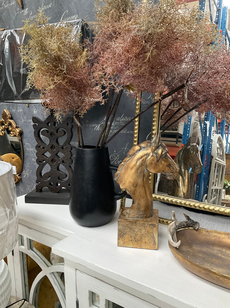 GOLD HORSE HEAD ON PLINTH 36cm