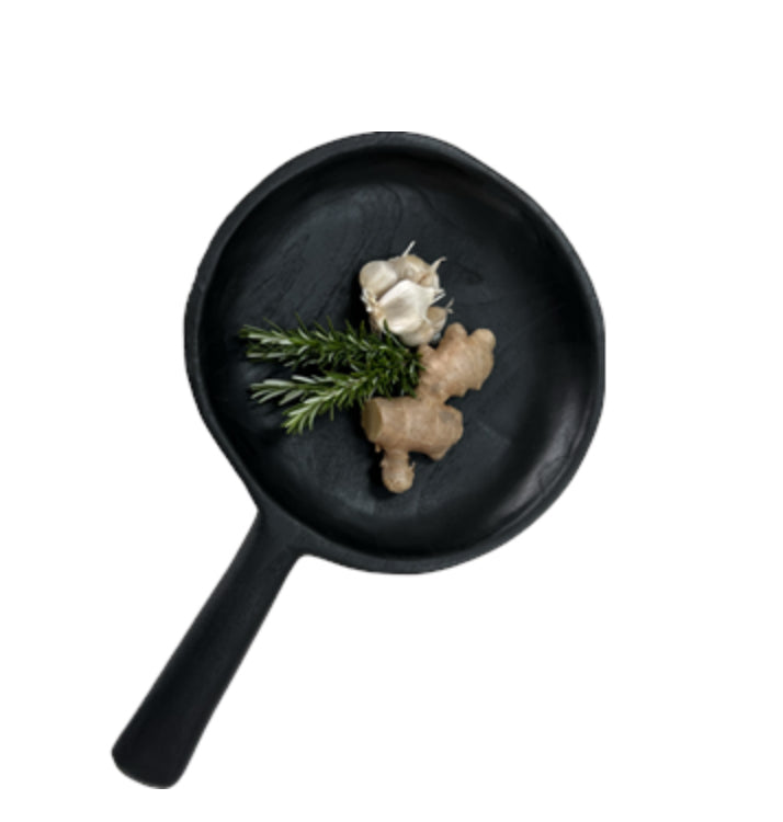 Organic Teak Round Platter 40cm Black Yakisugi