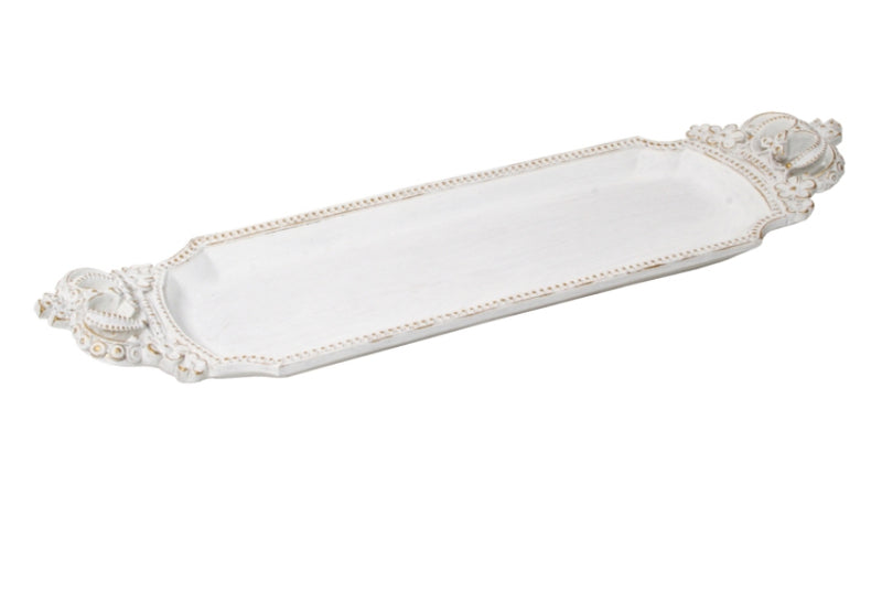 TRAY-EPOQUE-CROWN HANDLE-WHITE(36CM)