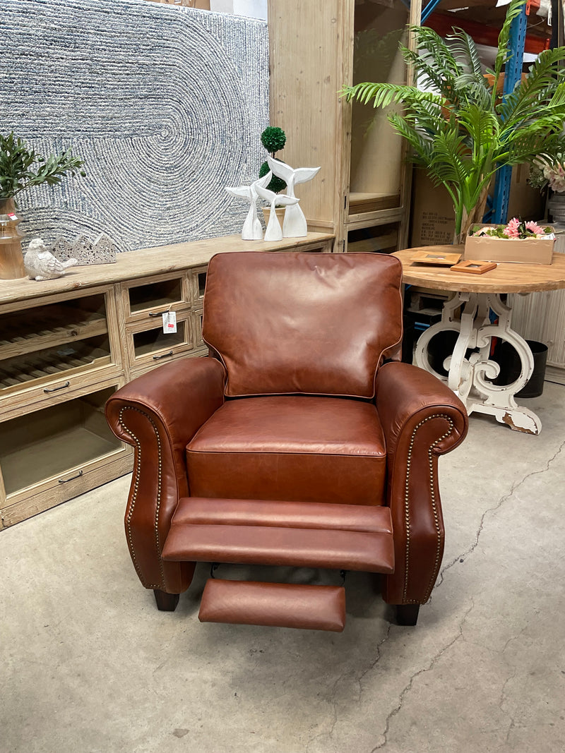Recliner Leather Arm Chair Vintage Brown
