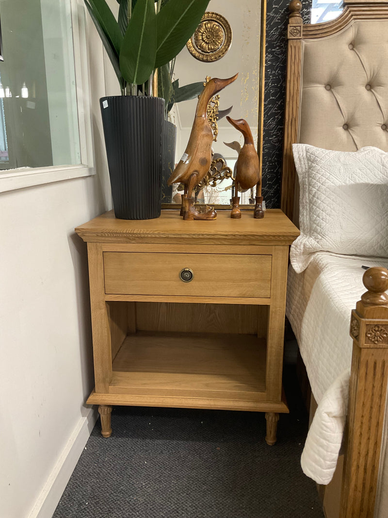 Caroline French Oak 1 Drawers Bed Side Large Natural