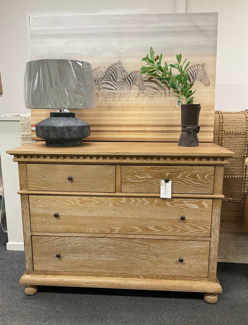 Maison French Oak Natural 4 Drawer Chest of Drawer/Low boy Weather Wash