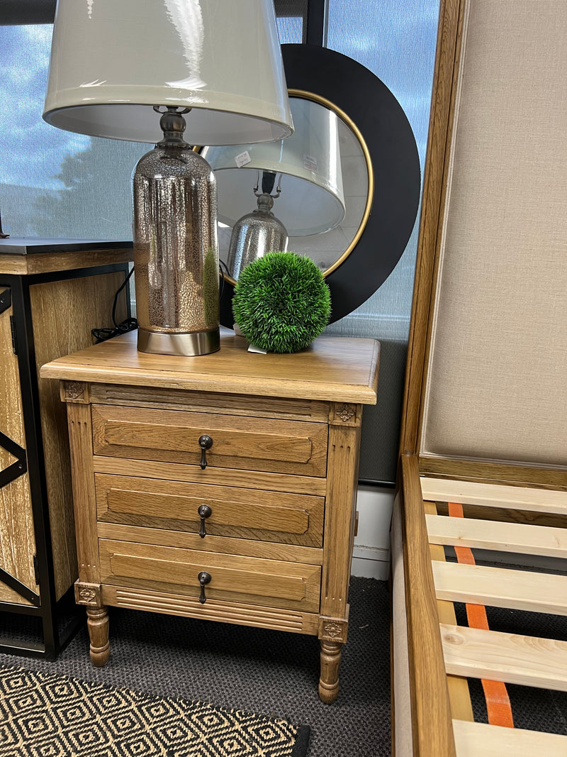 French Villa 3 drawers OAK Bedside table / Natural Gloss