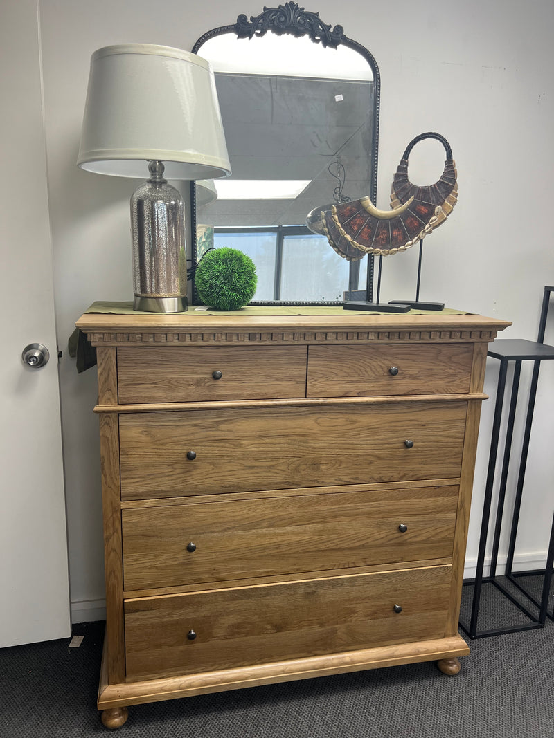 Maison French Country Oak Natural 5 Drawer Dresser- Natural Gloss