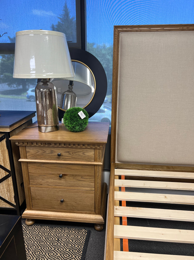 Maison French Country--Large 3 drawer bed side table/ Natural Gloss