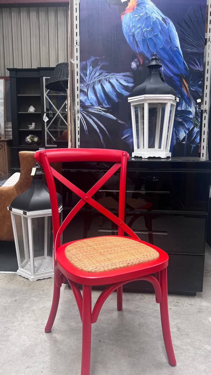 Clearance ! Oak Classic East Hampton cross back chair--Red Color