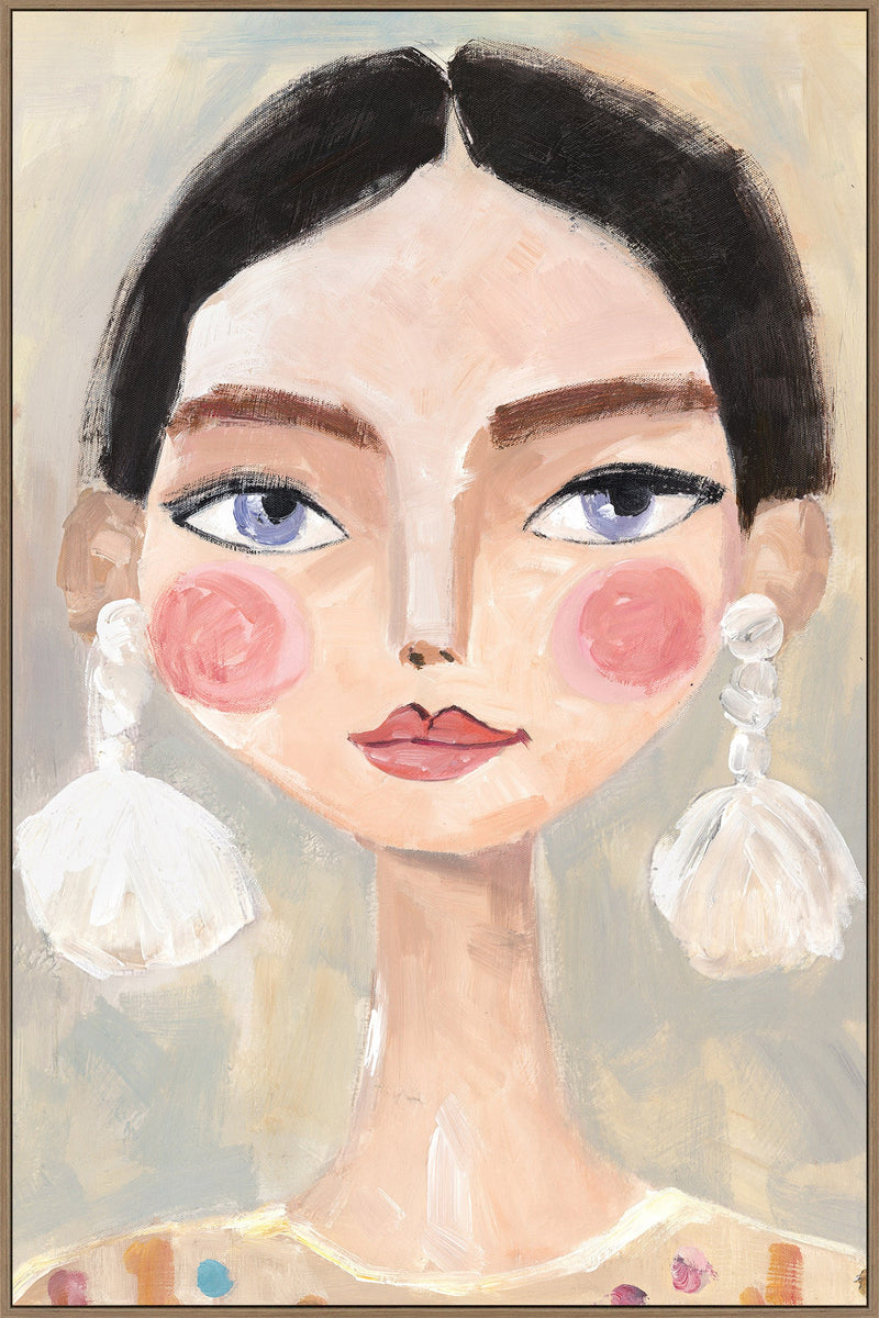 Felicity / Canvas Painting with Oak Color Frame