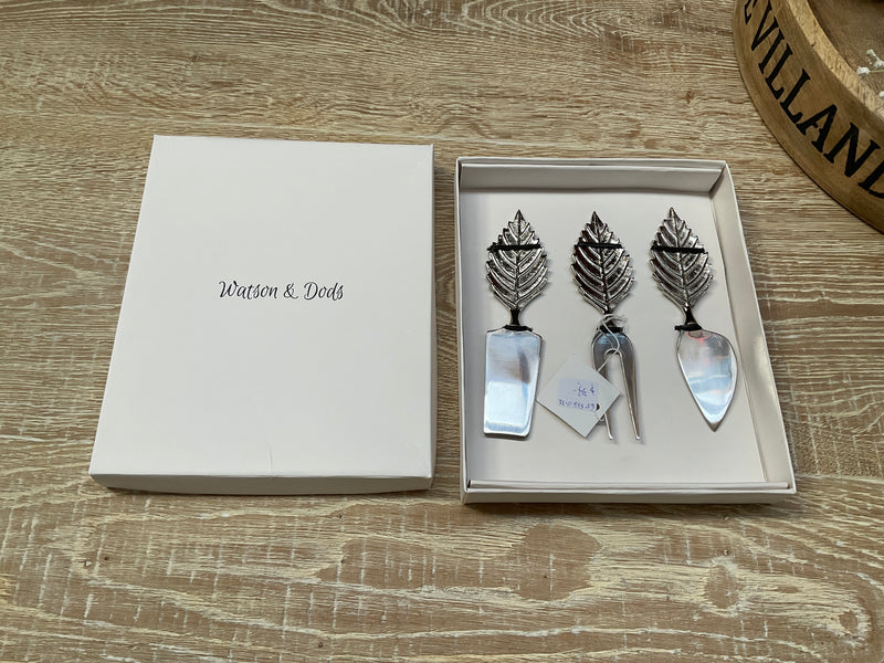 Silver Elm Leaf Cheese Knife Set/3