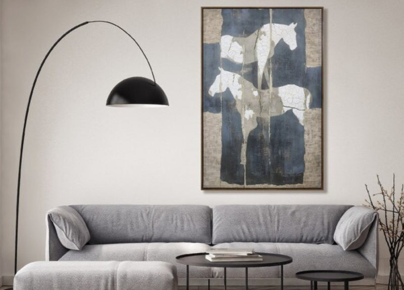 Horses-80% HandPainting with Oak Color Frame