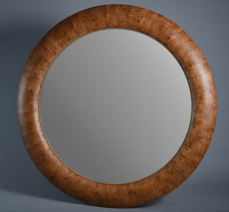 Walnut &GOLD ROUND WALL MIRROR 1.52M