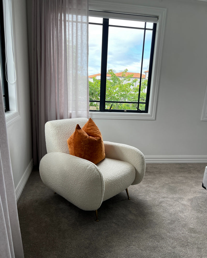 Boucle Arm Chair White