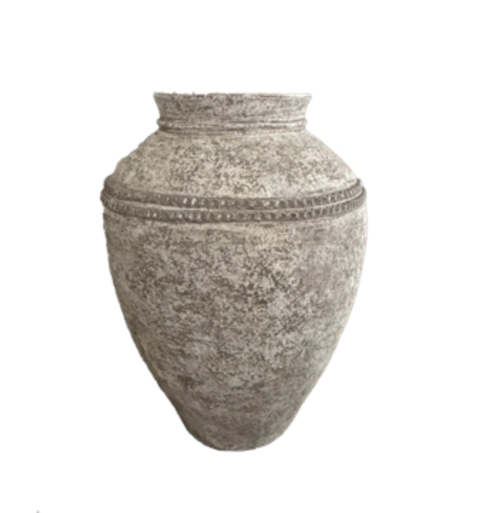 Lombok Urn Beaded Rustic White L 45x60cm