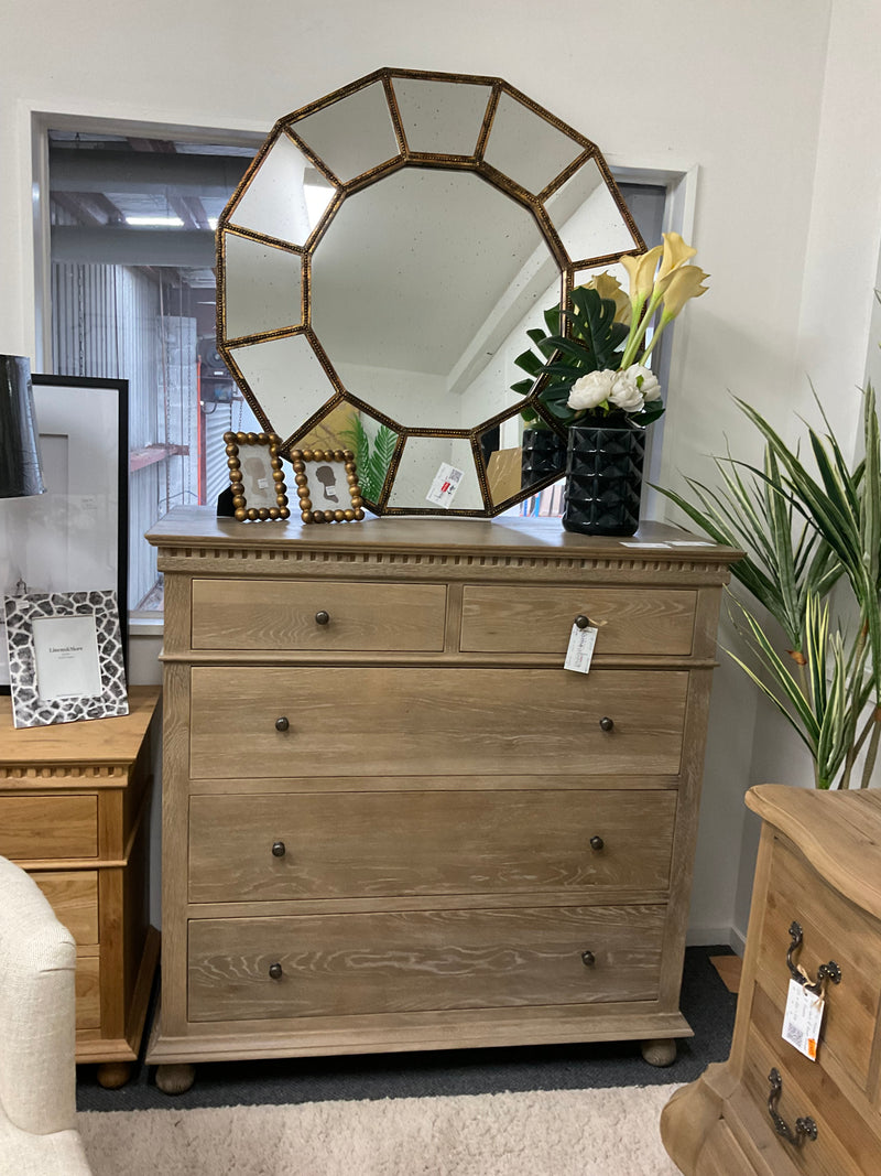 Maison French country Oak Natural 5 Drawer Dresser- Burnt OAK