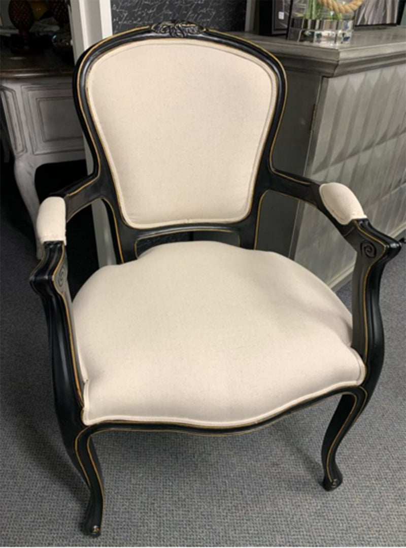 Vintage French Armchair Antique Black/Beige