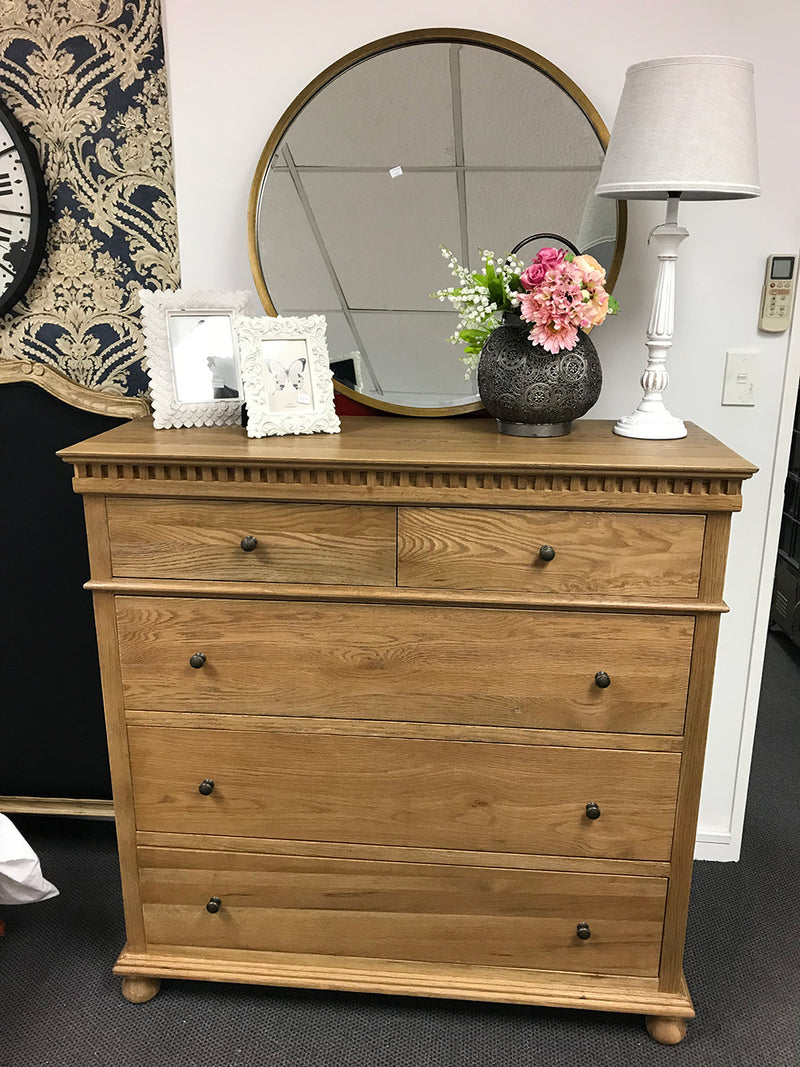 Maison French Country Oak Natural 5 Drawer Dresser - Natural MATT