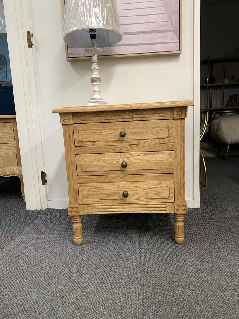 French Villa 3 drawers OAK Bedside table Natural MATT
