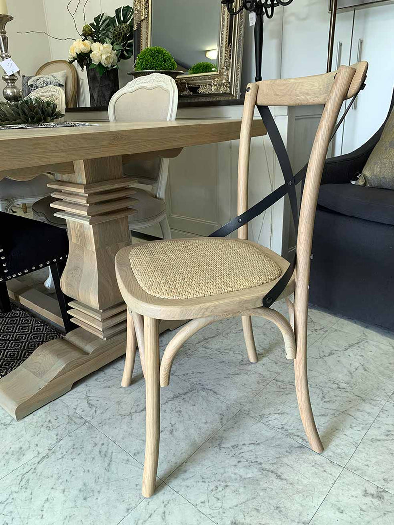 Cross Back Oak Dining Chair in Light Oak