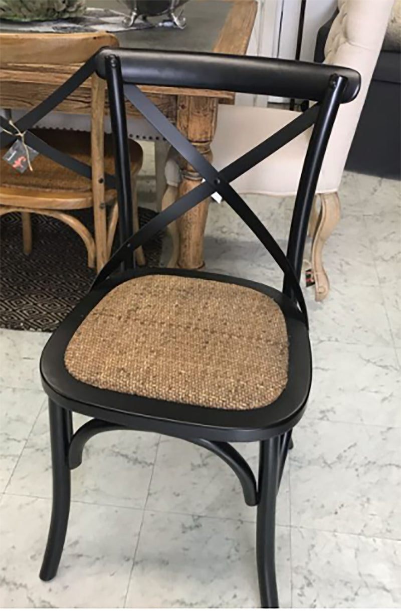 Metal Cross Back Dining Chair Black with Metal Cross
