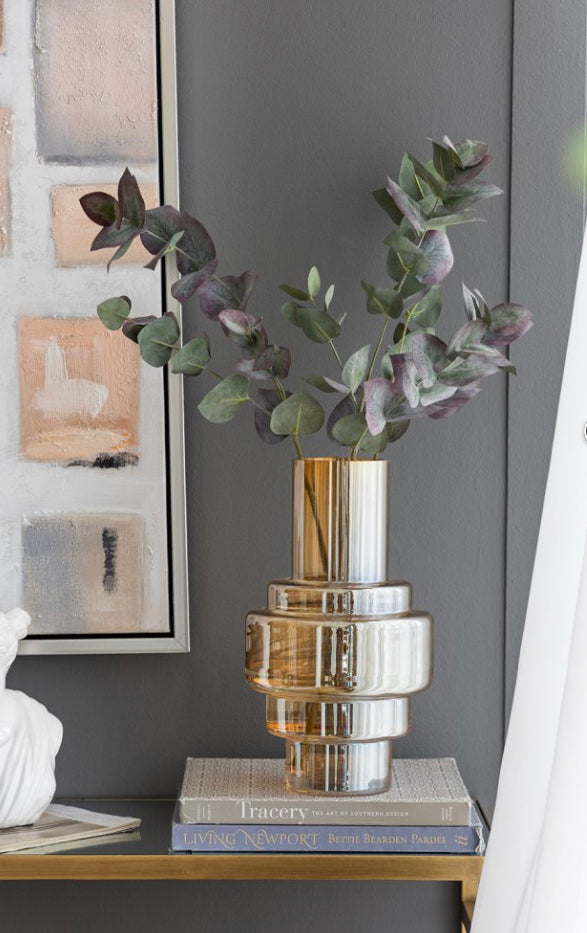 Geometric Amber Luster Glass Vase