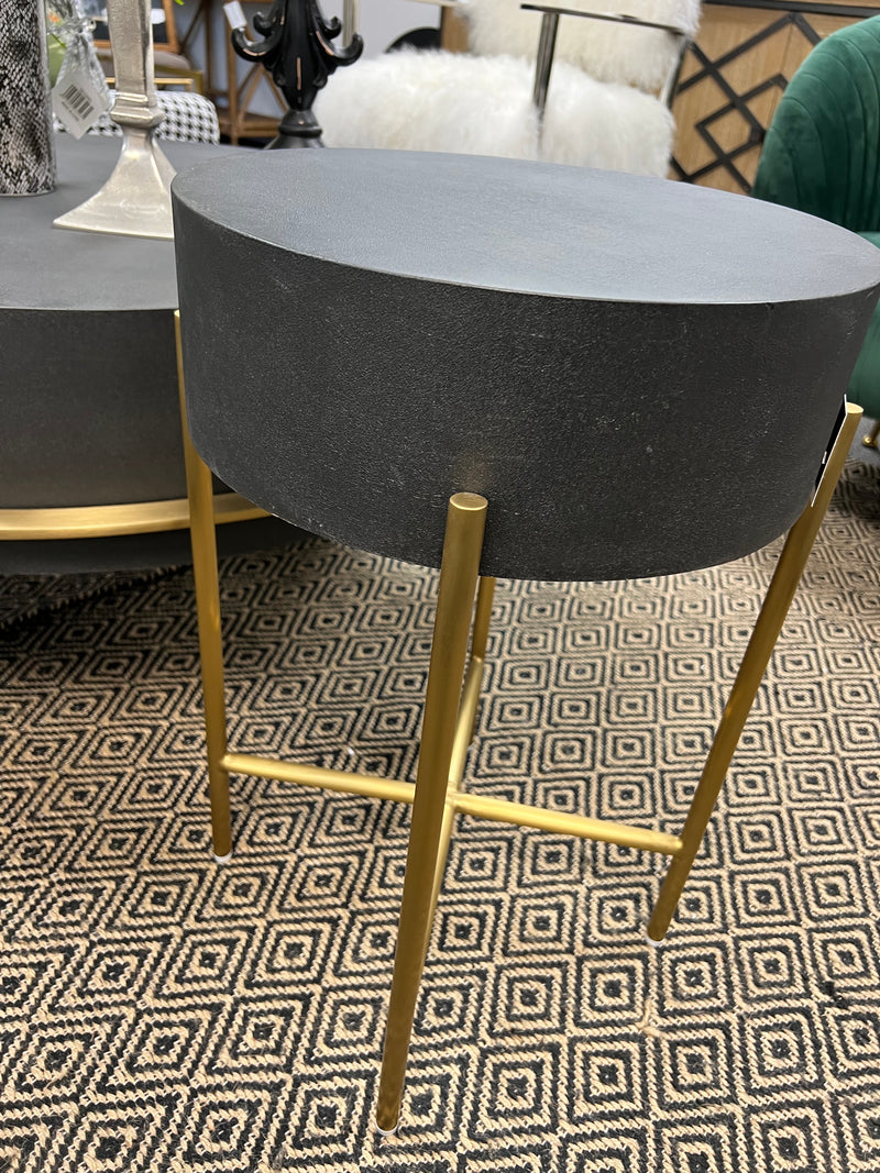 Black Concrete Coating/ Stainless Steel Side Table