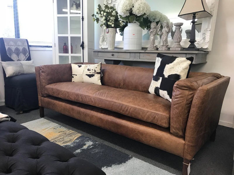 Clara Modern Classic Leather Loveseat