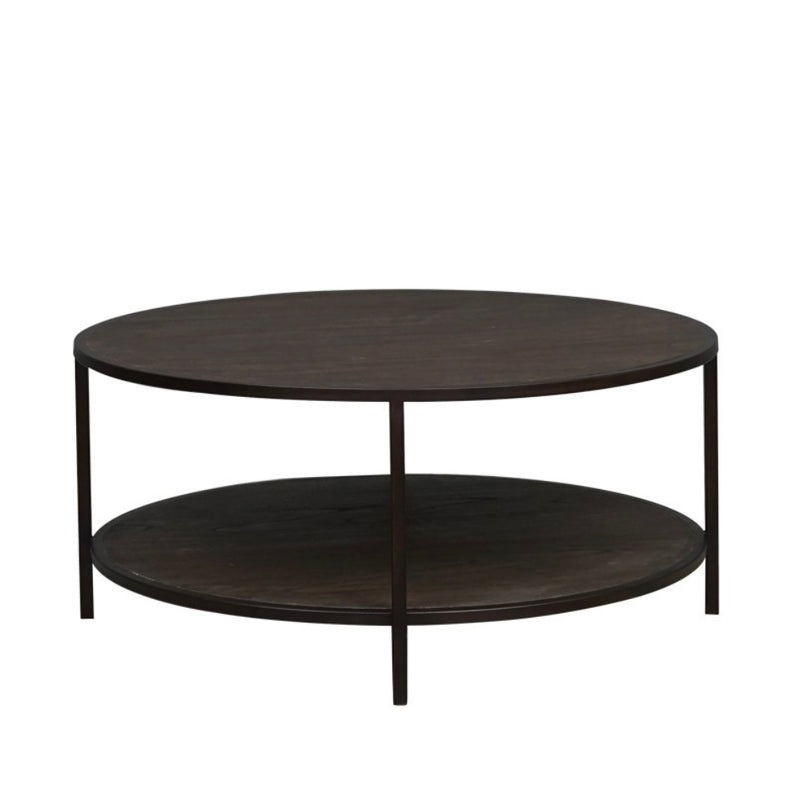 Iron/ Wood Round Coffee Table Dark Chocolate DCB130