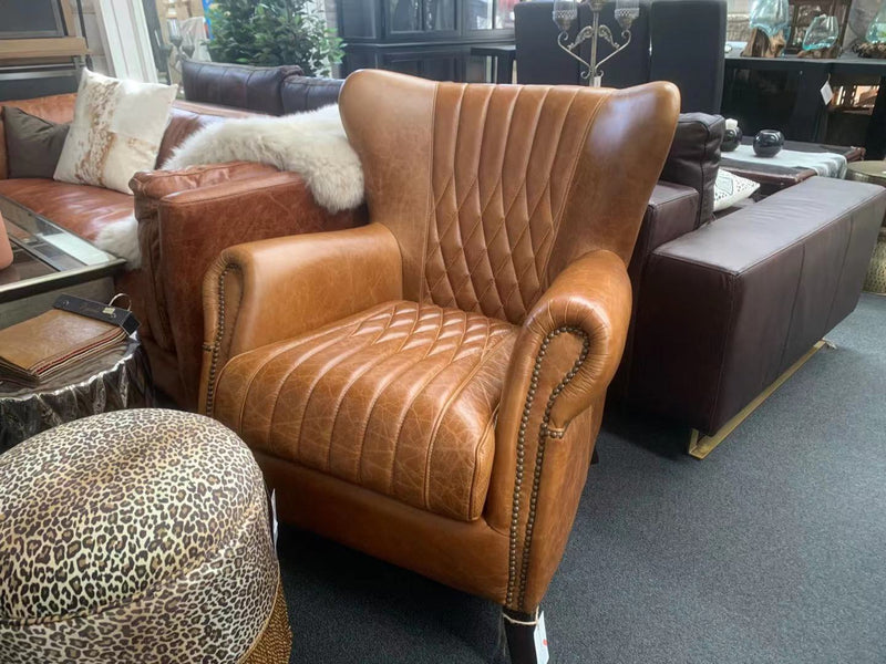 PROFESSOR'S LEATHER SETTEE /Tan