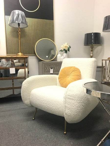 Boucle Arm Chair White