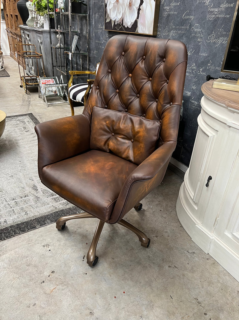 Clearance! HALF PRICE /Full Grain Leather office Chair- Rotten Brown